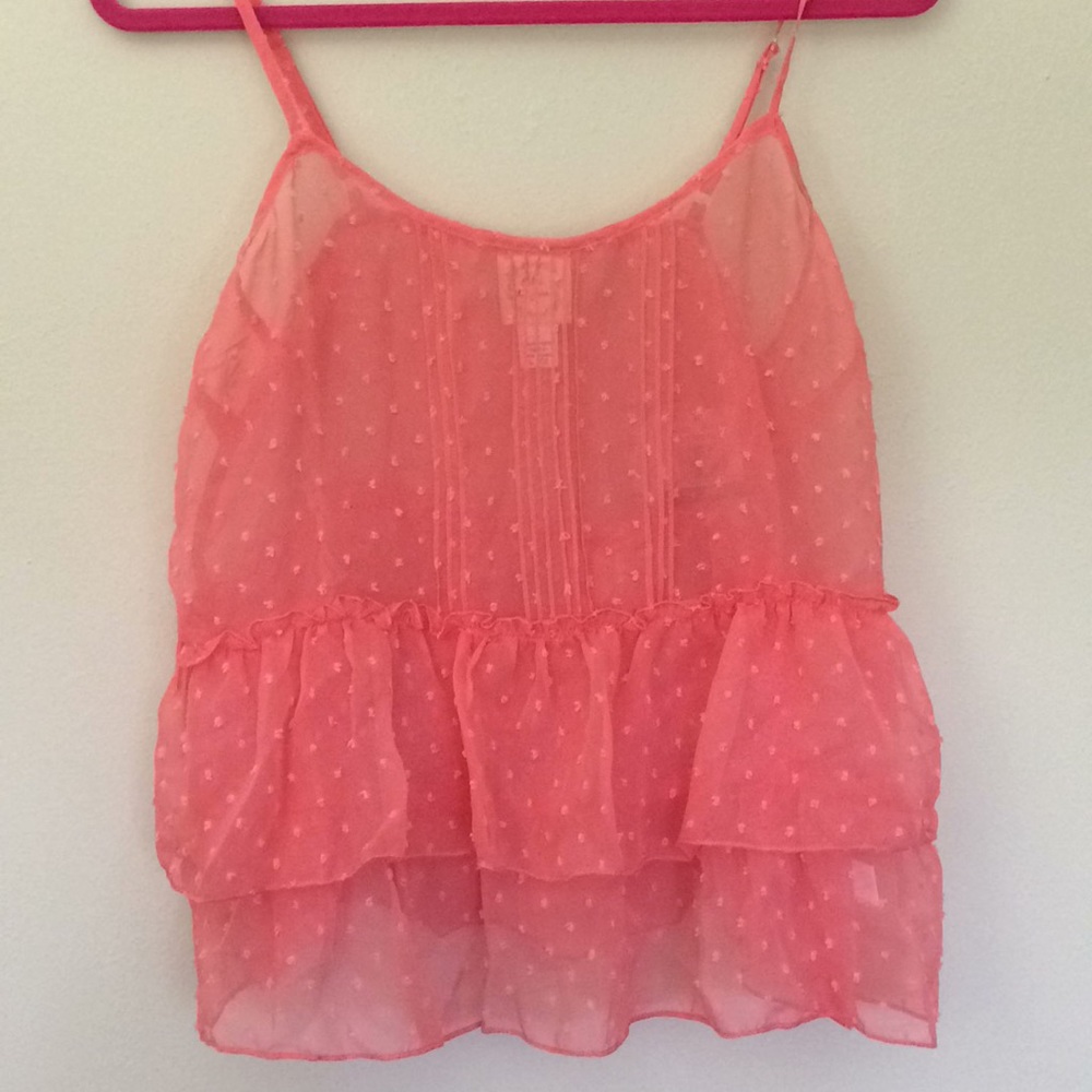 NWT Belle du Jour Sheer Coral Crop Top XS
